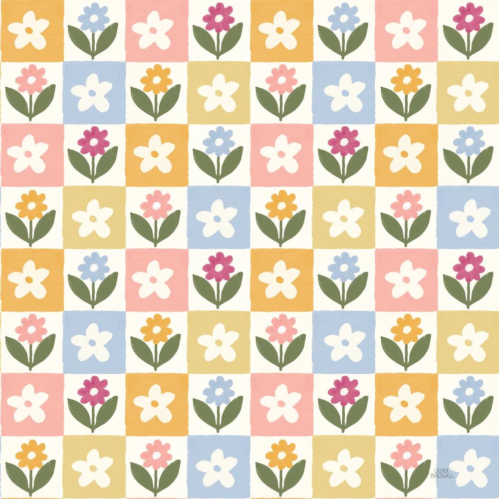 Cottage Blooms Pattern III-wallpaper-eco-friendly-easy-removal-Laura Marshall-1
