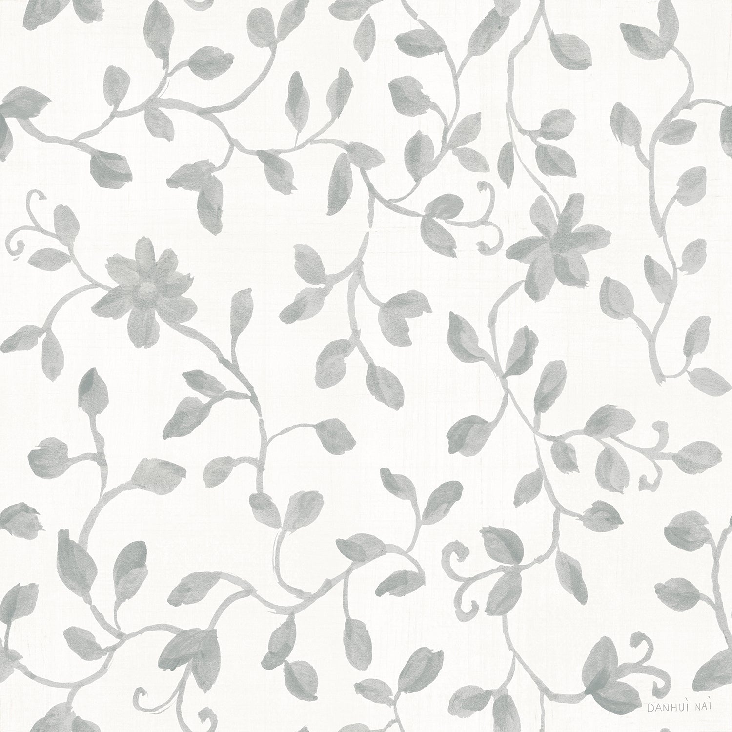 Cottage Garden Pattern Dark Grey, Wallpaper