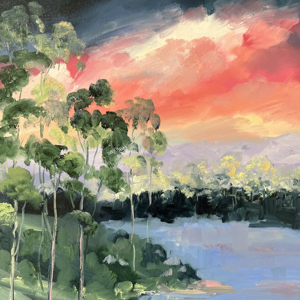 Dancing Light over Little Yabba. Original hand-painted artwork.-by-Meredith Howse-original art-Gioia