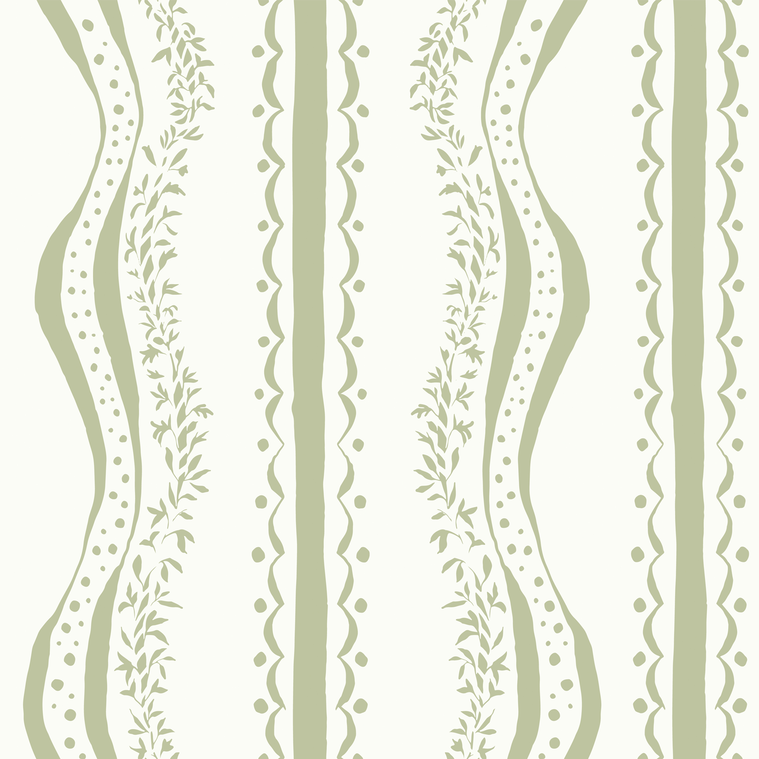 Decorative Waves Light Green, Wallpaper