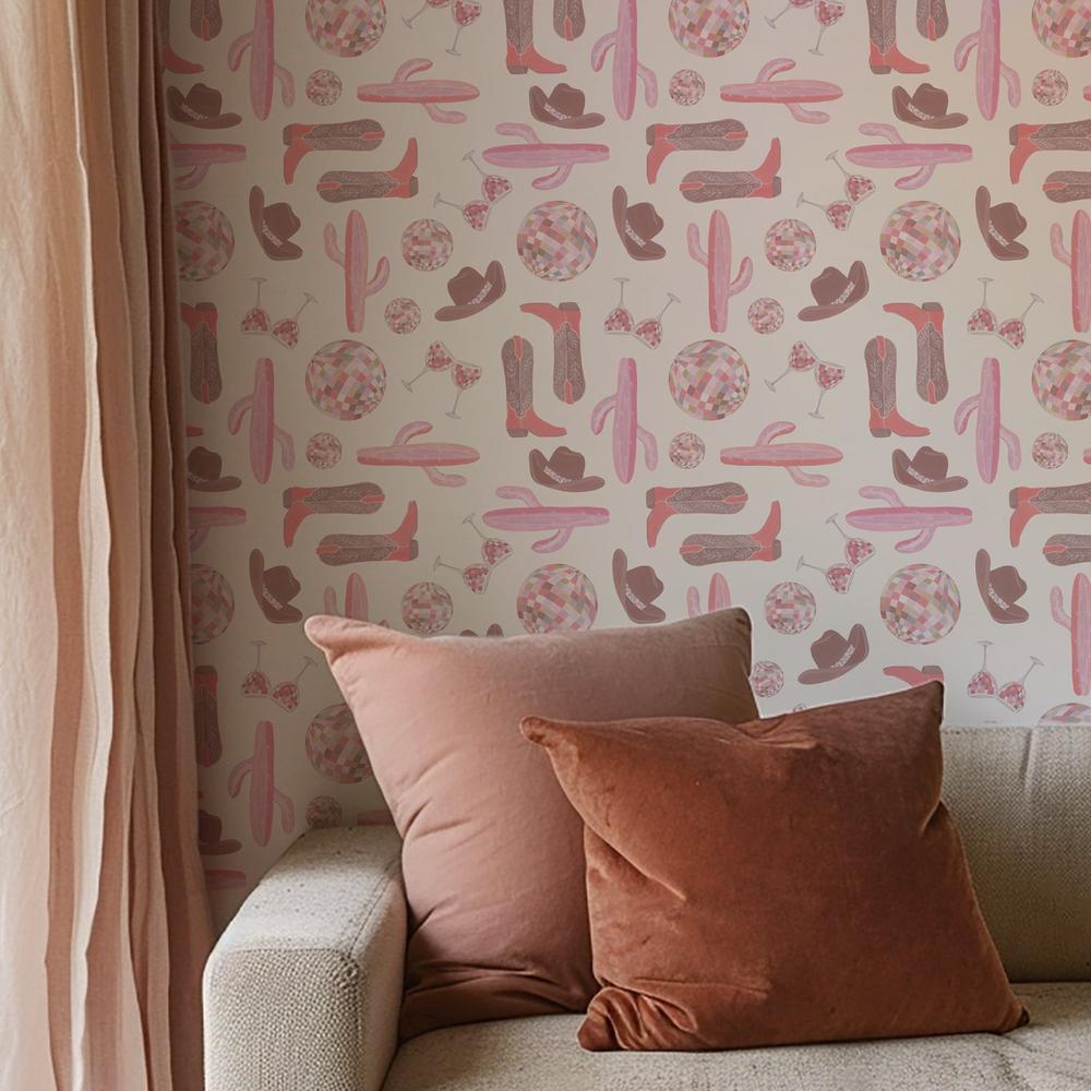 Disco Cowgirl Pattern IA-wallpaper-eco-friendly-easy-removal-Yvette St. Amant-2