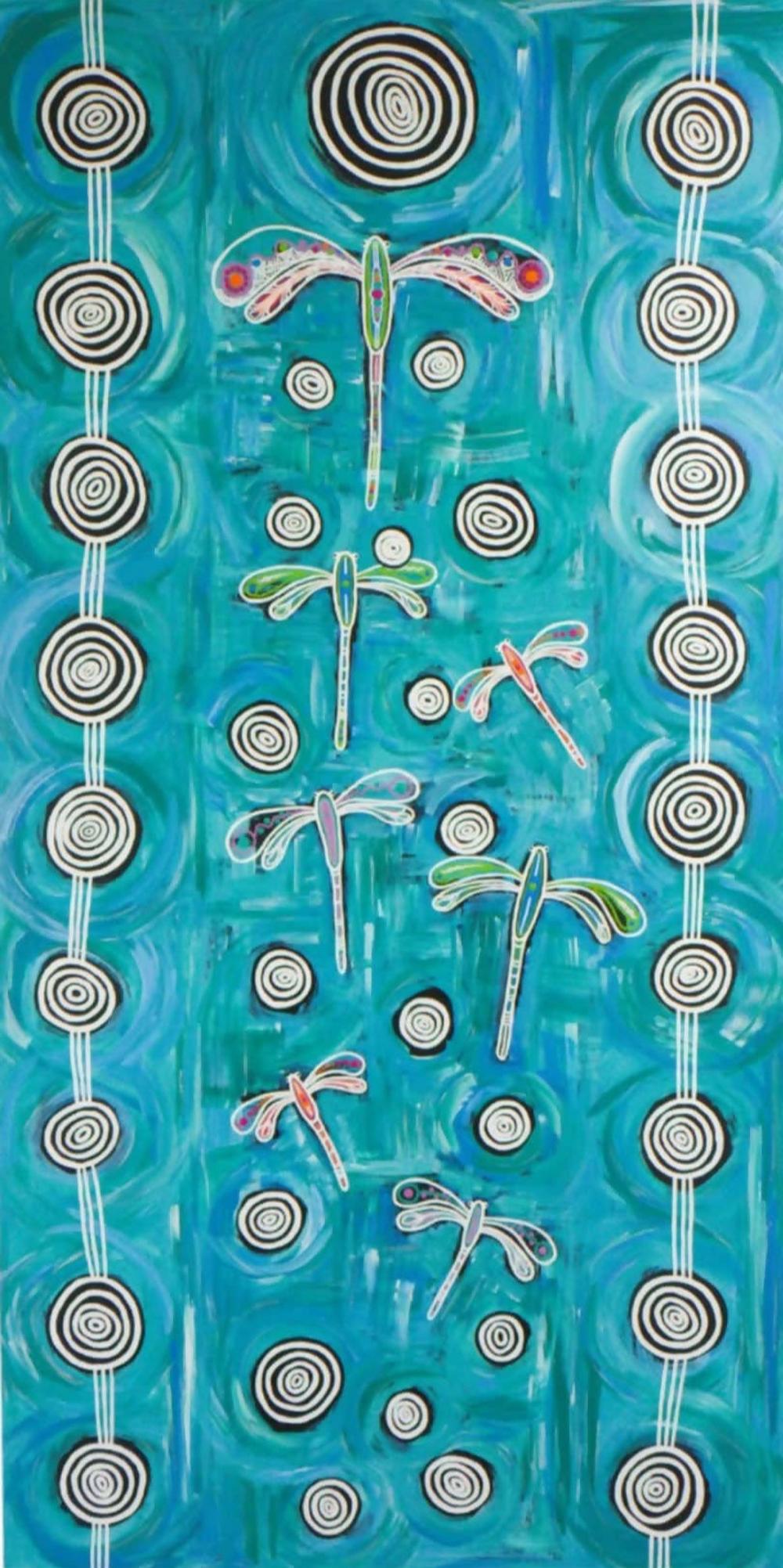 Dragonfly mob flying on long travels over deep water , Original Artwork-by-Emma Rigney-original art-Gioia