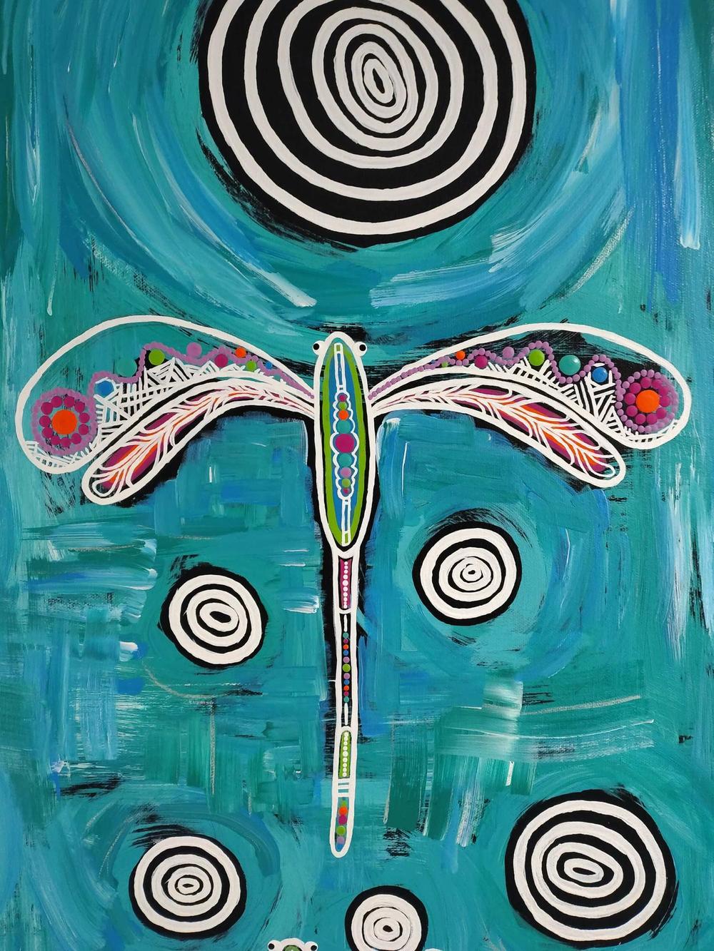 Dragonfly mob flying on long travels over deep water , Original Artwork-by-Emma Rigney-original art-Gioia