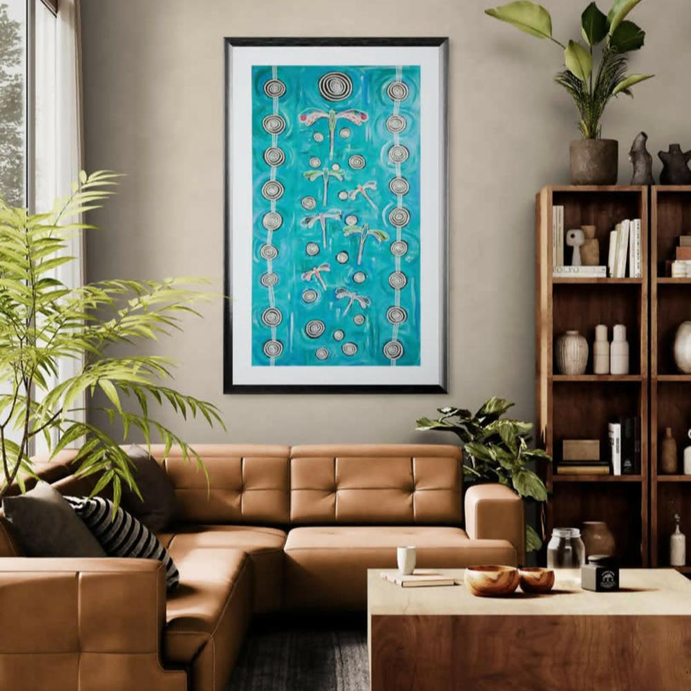 Dragonfly mob flying on long travels over deep water , Original Artwork-by-Emma Rigney-original art-Gioia