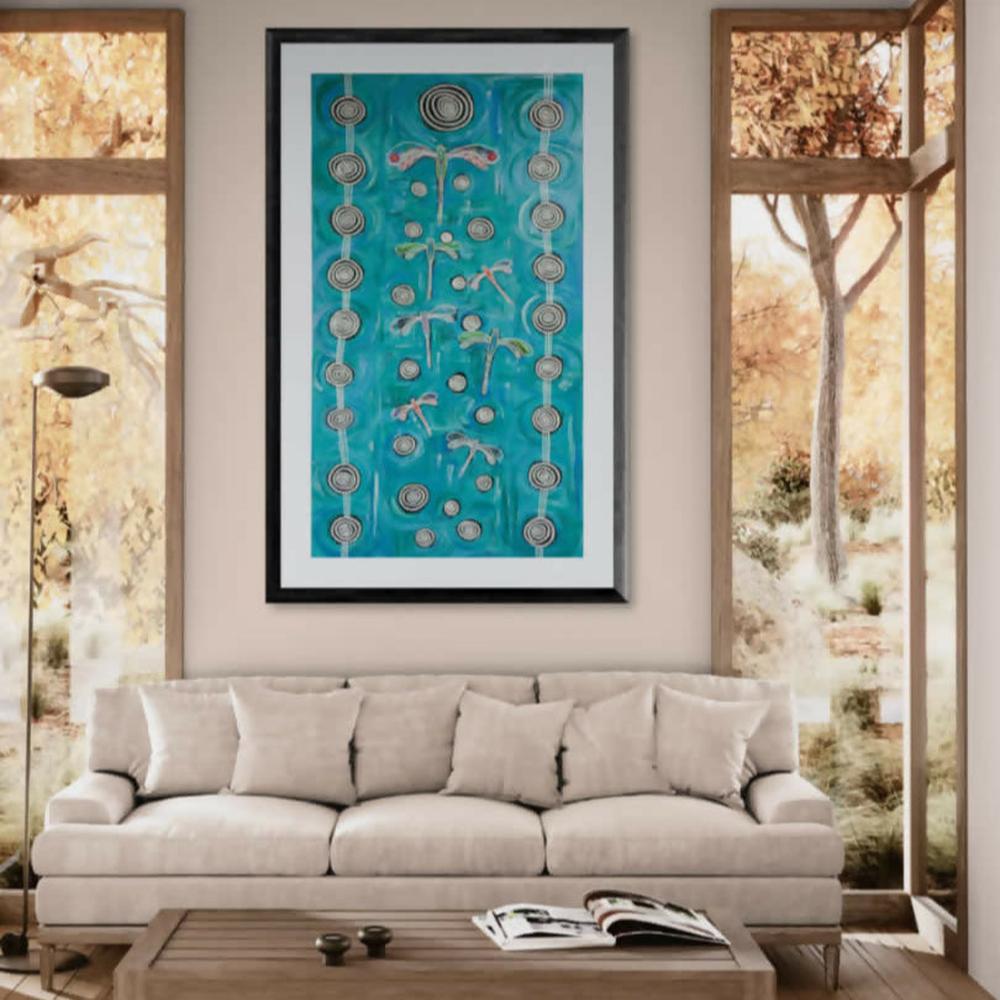 Dragonfly mob flying on long travels over deep water , Original Artwork-by-Emma Rigney-original art-Gioia
