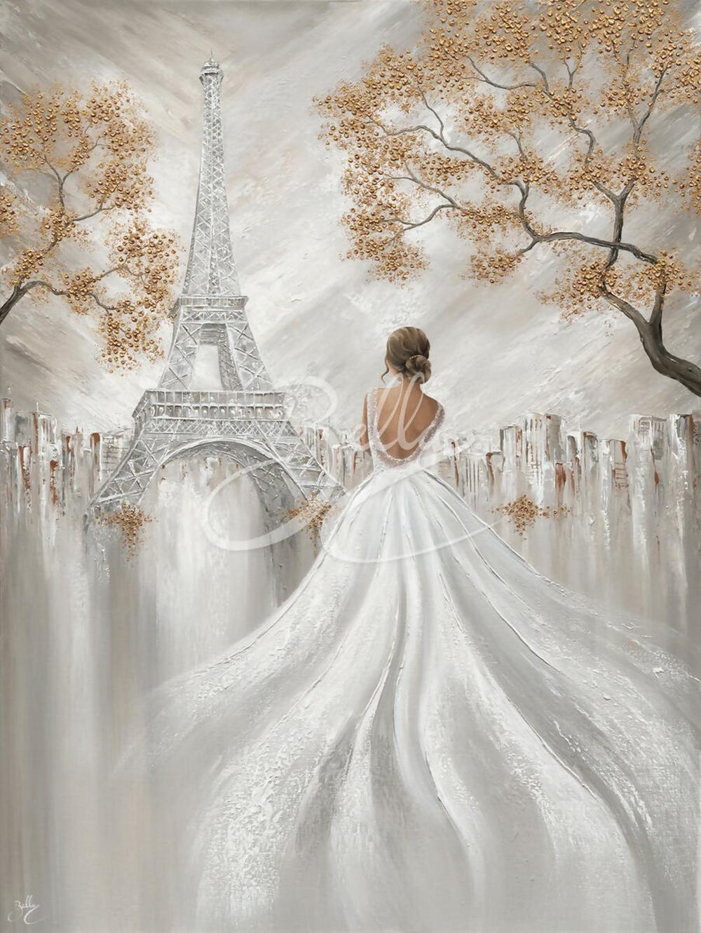 Eiffel Elegance, Original Hand-Painted Canvas By Isabella Karolewicz-by-Isabella Karolewicz-original art-Gioia