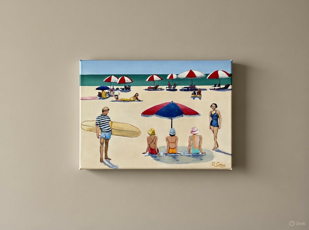 Retro Beach Scene V