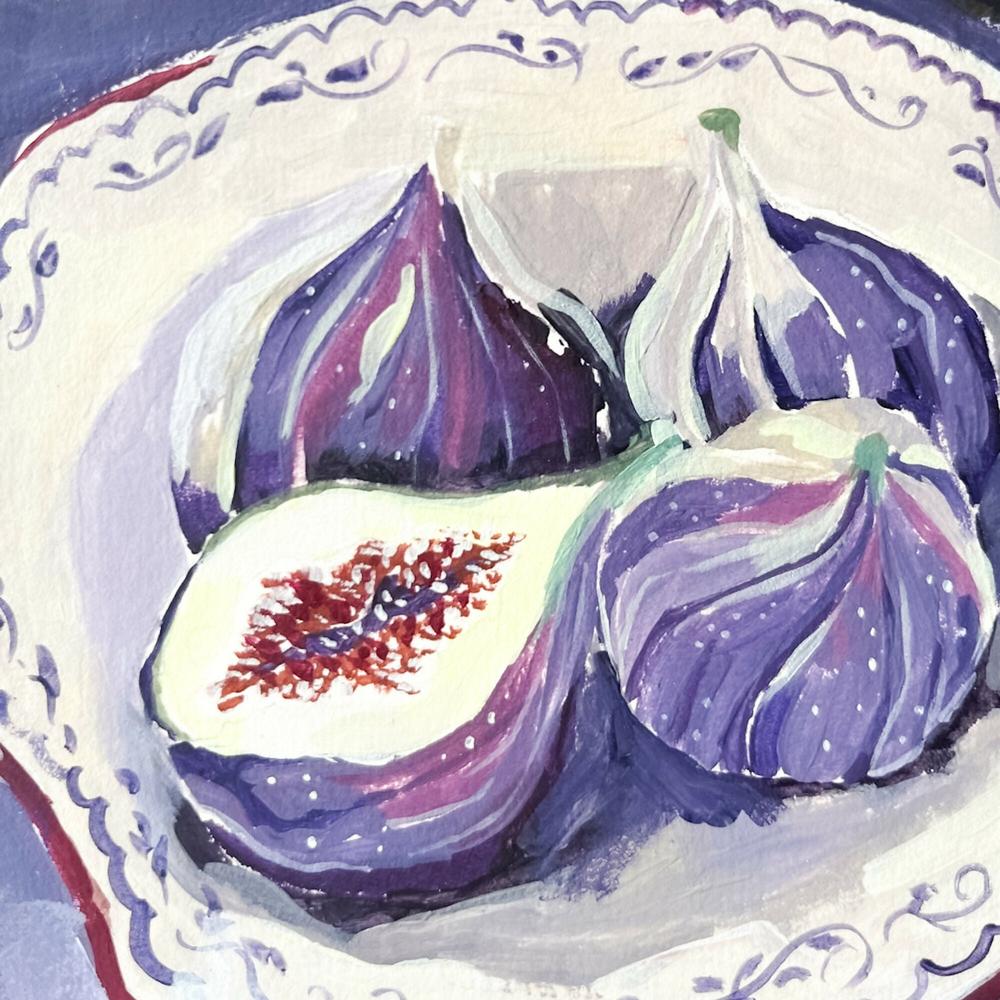 Figs in a plate , Original Artwork-by-Lucrecia Caporale-original art-Gioia