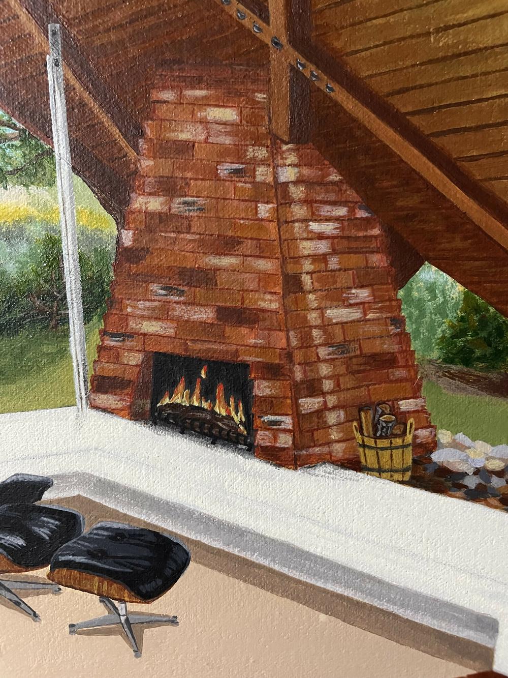Fireplace Conversations when the Sun Goes Down-by-Cath Michael-original art-Gioia