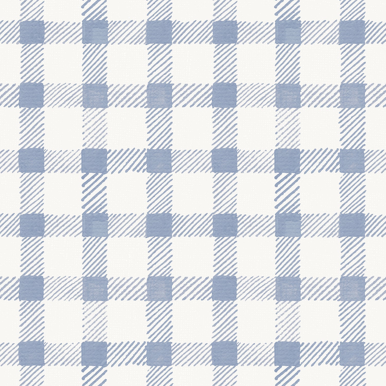 Blue Country Gingham, Wallpaper