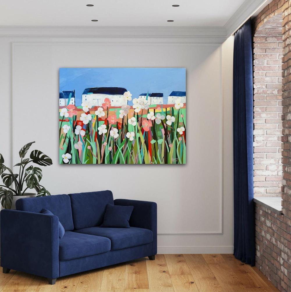 Flower Farm. Original Hand-Painted Canvas By Meredith Howse-by-Meredith Howse-original art-Gioia