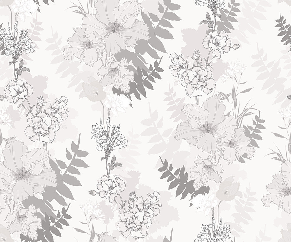 Flower Sillouttes White, Wallpaper