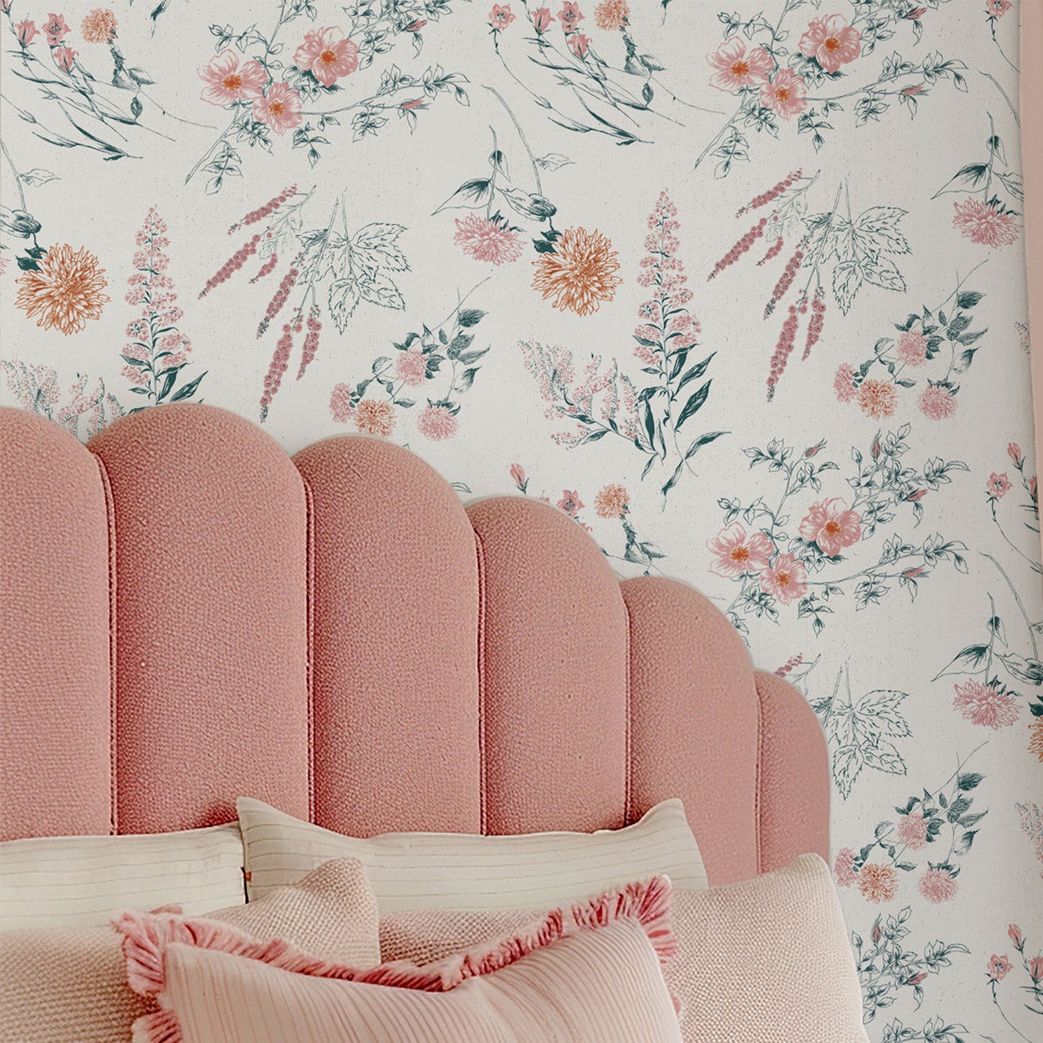 Flowers on White Contemporary Bright Pattern I