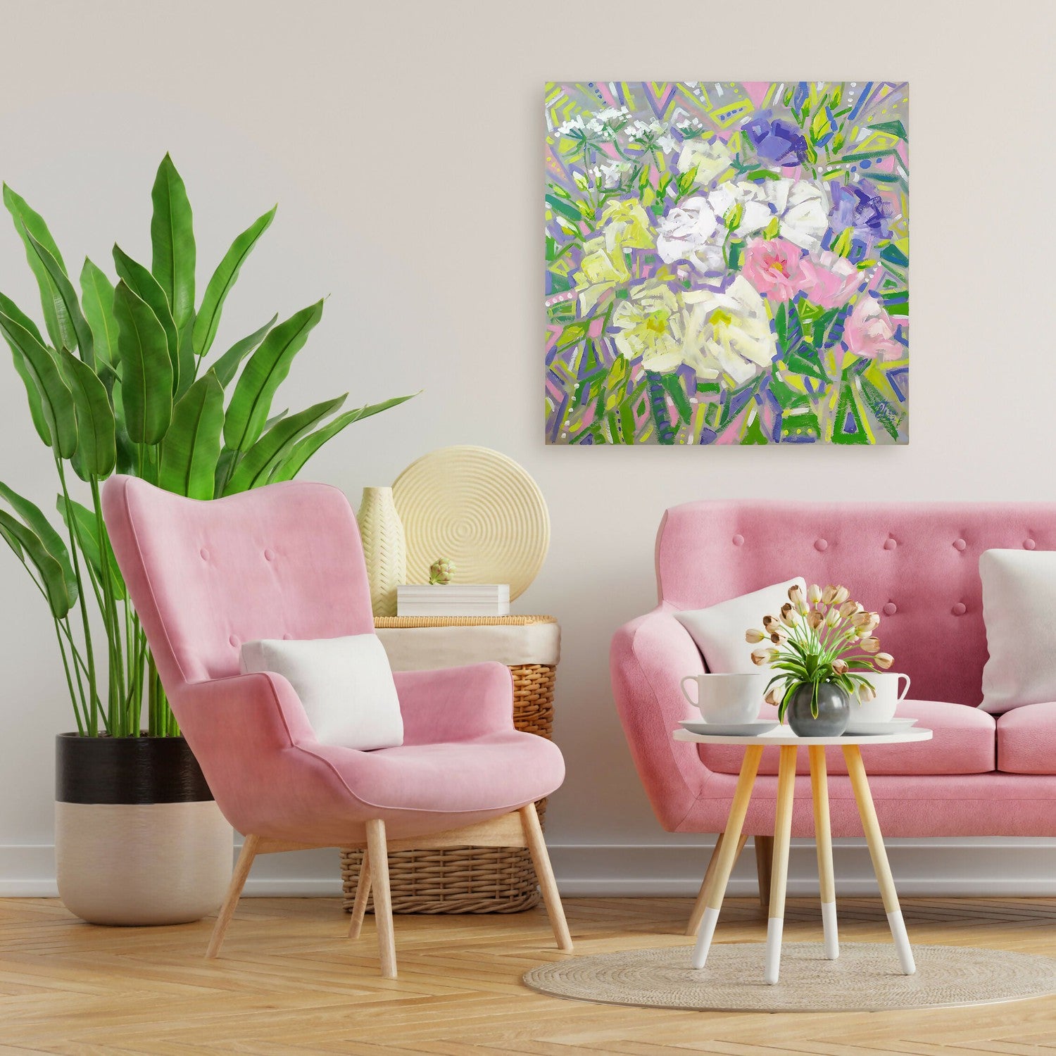 FLORAL COLLEIDOSCOPE, Original Hand-Painted Canvas By Ekaterina Prisich