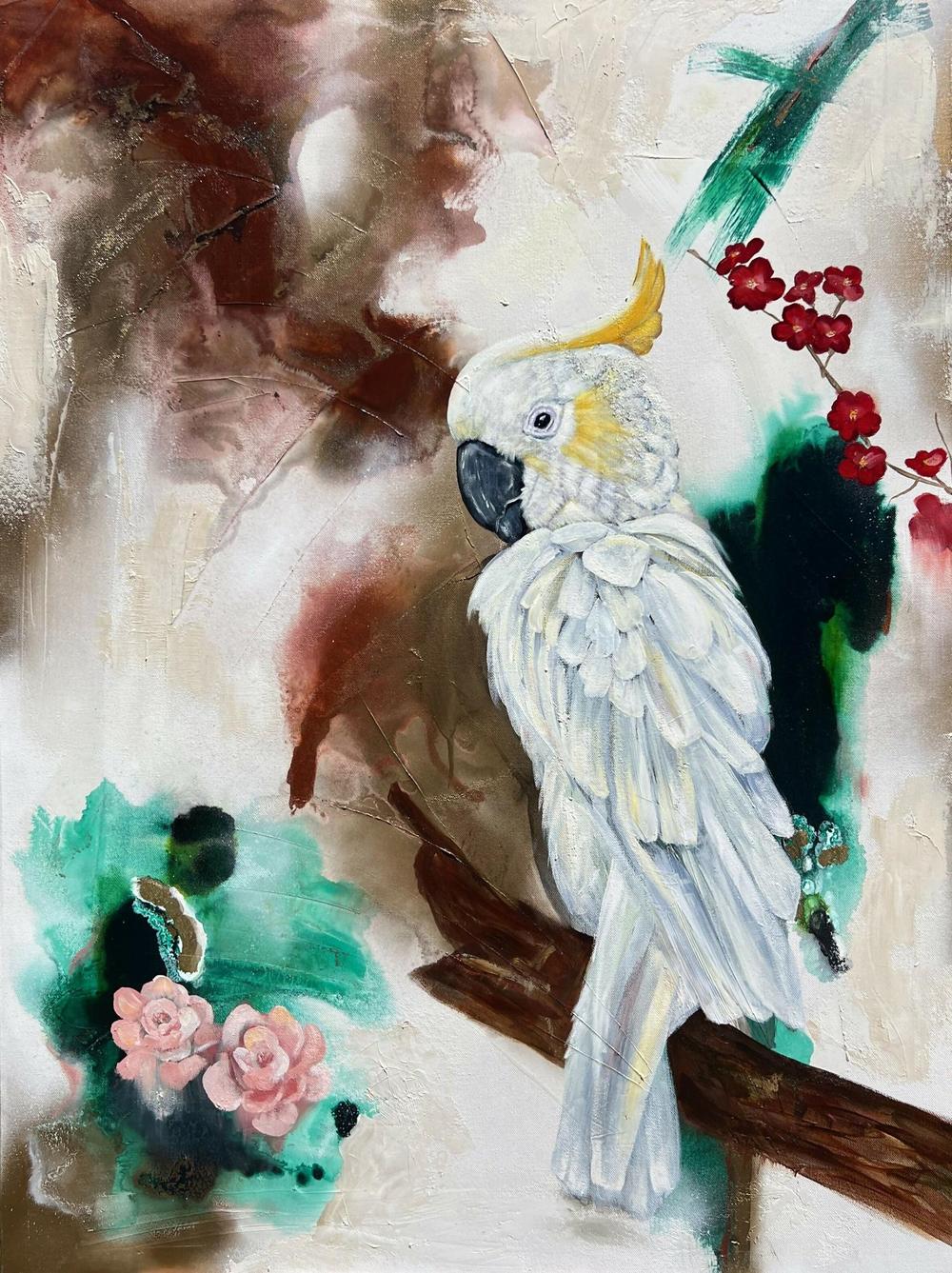 Golden Crested Canvas, Original Hand-Painted Canvas By Emily Birdsey-by-Emily Birdsey-original art-Gioia