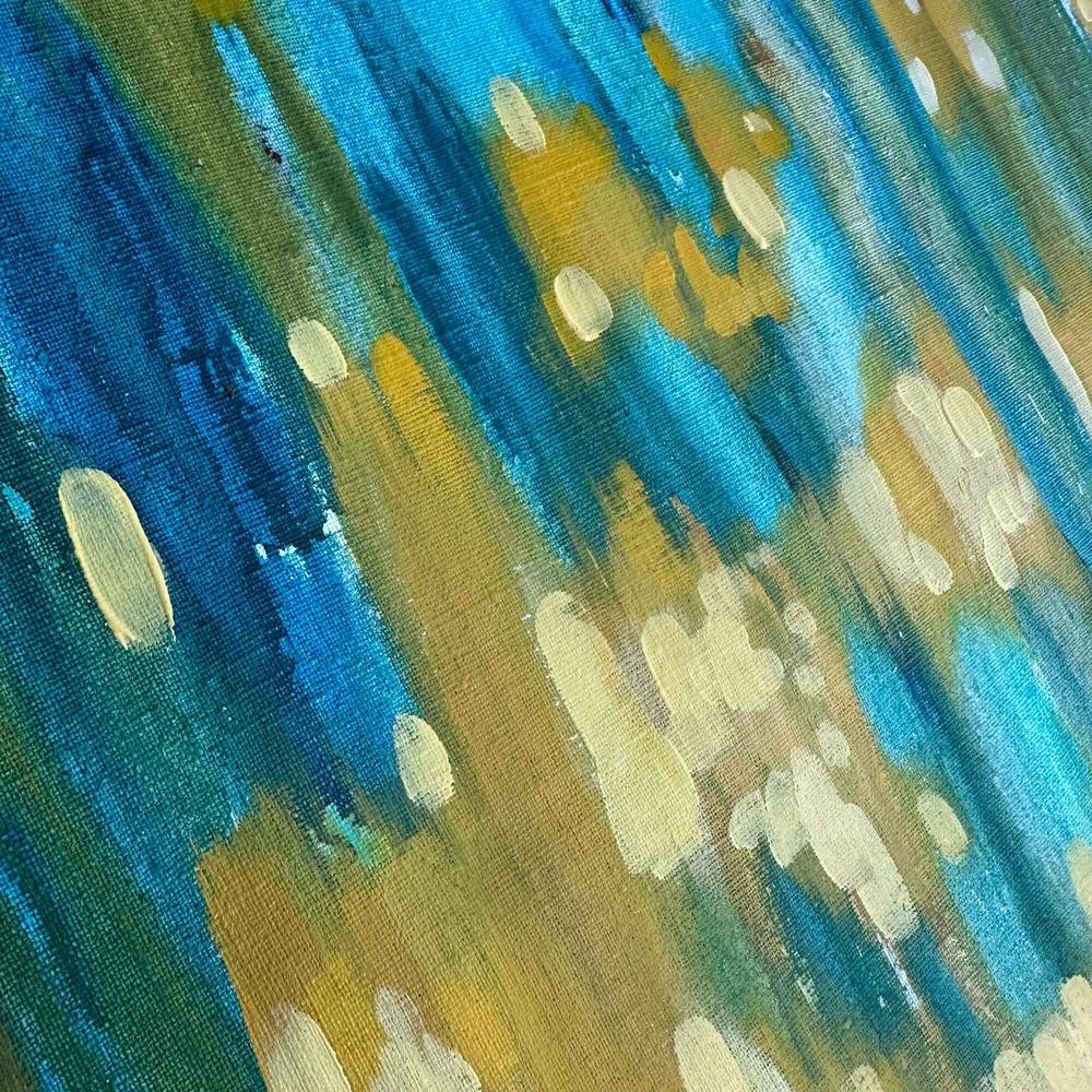 Golden-Emerald Forest Pond, Original Hand-painted Canvas by Ekaterina Prisich-by-Ekaterina Prisich-original art-Gioia