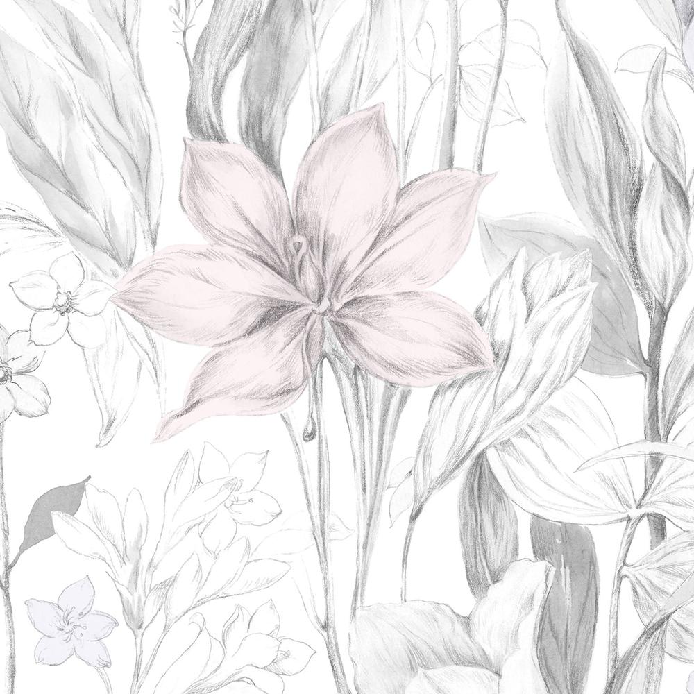 Grey And Blush Floral-wallpaper-eco-friendly-easy-removal-Gioia Wall Art-3
