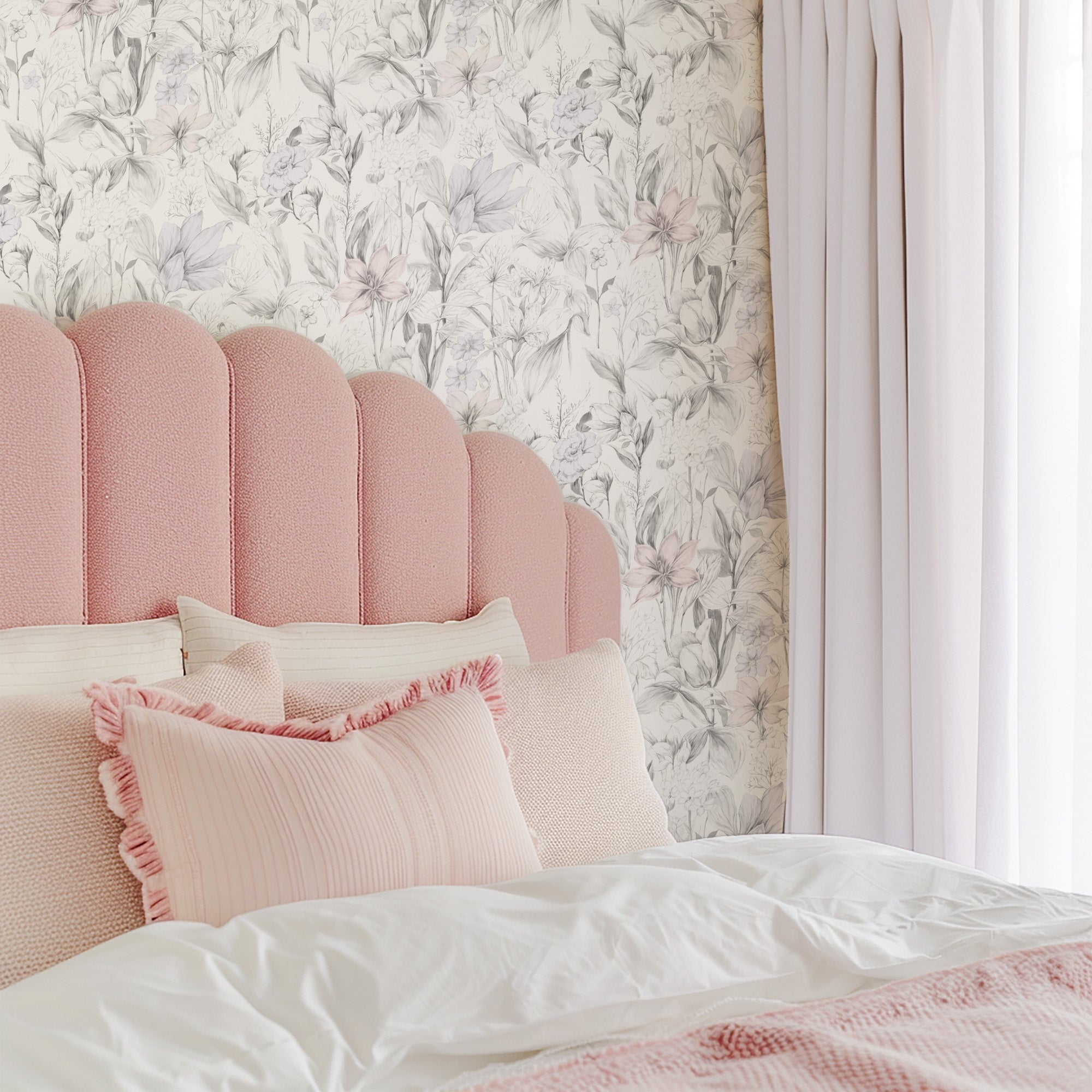 Grey And Blush Floral-wallpaper-eco-friendly-easy-removal-Gioia Wall Art-5