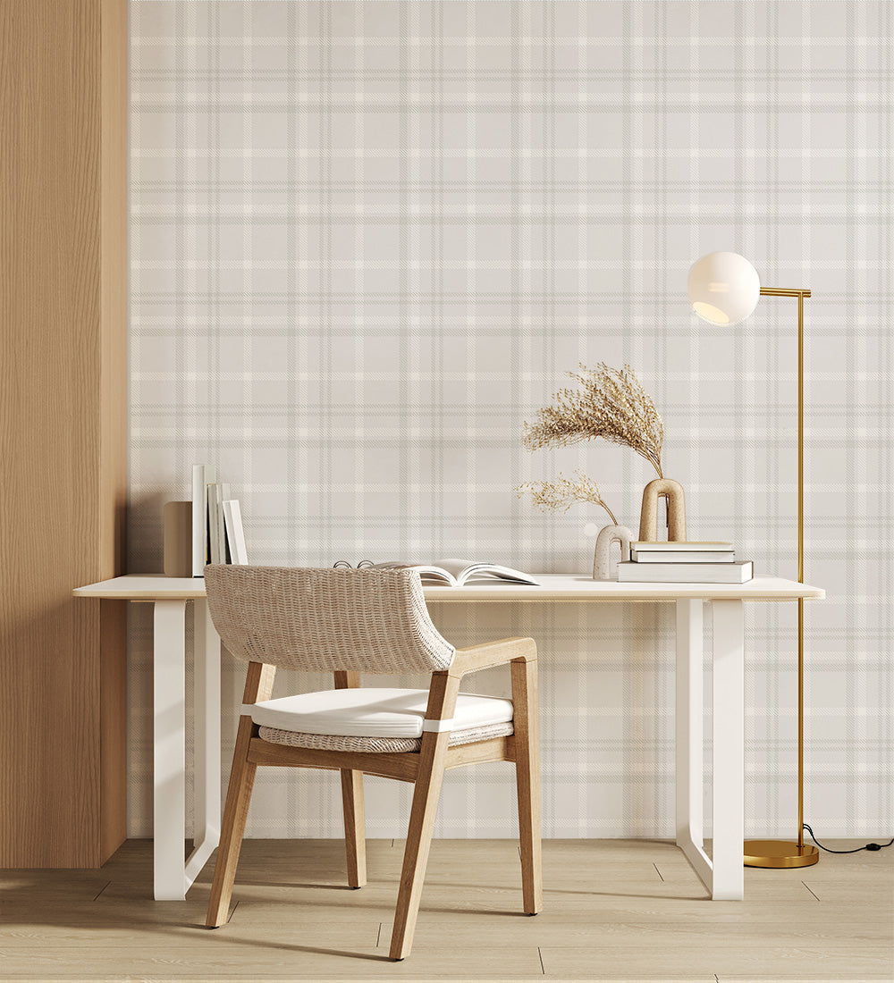 Grey Plaid Check Wallpaper