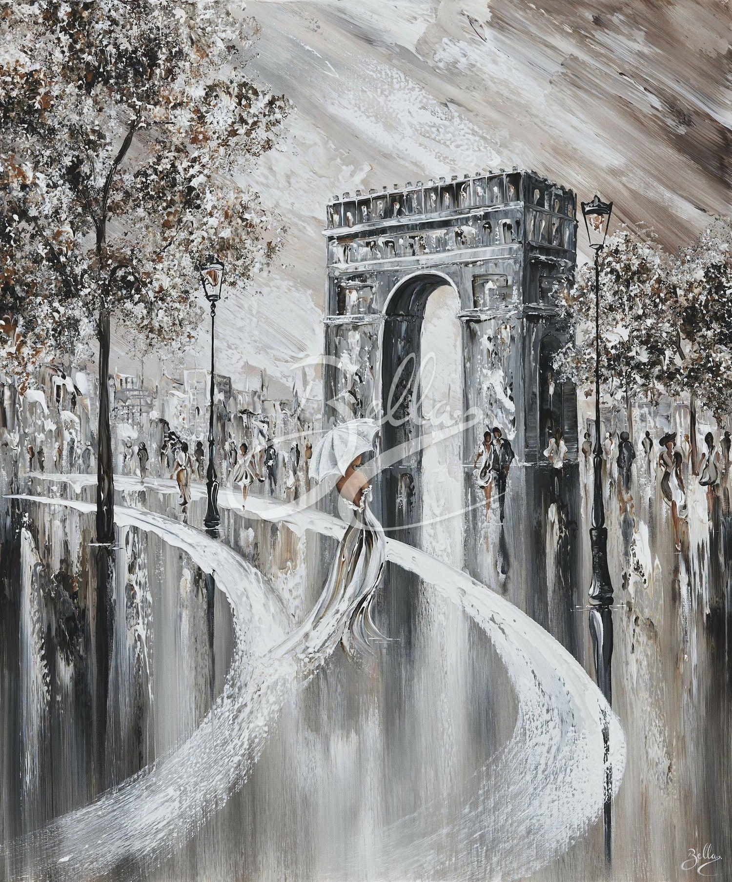 Elegance On The Champs-Élysées Acrylic On Canvas 60X76Cm By Isabella Karolewicz Original Artwork