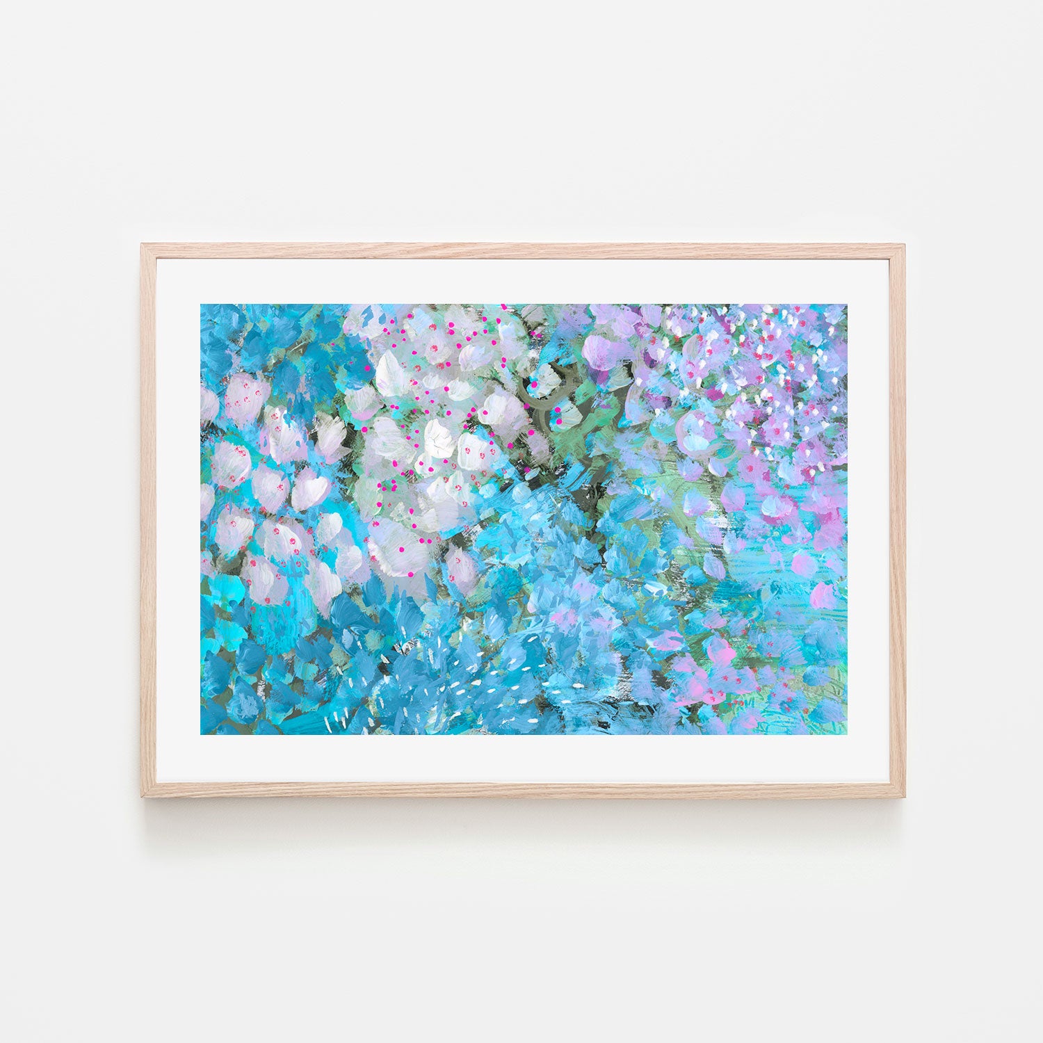 Aqua Blue Petals , Hand-Painted Canvas