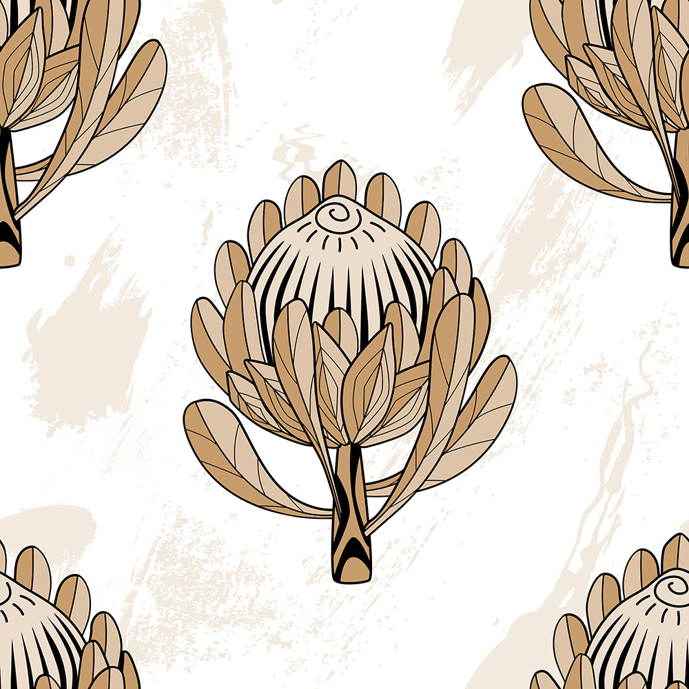 Hand drawn Protea flower-wallpaper-eco-friendly-easy-removal-Gioia Wall Art-1