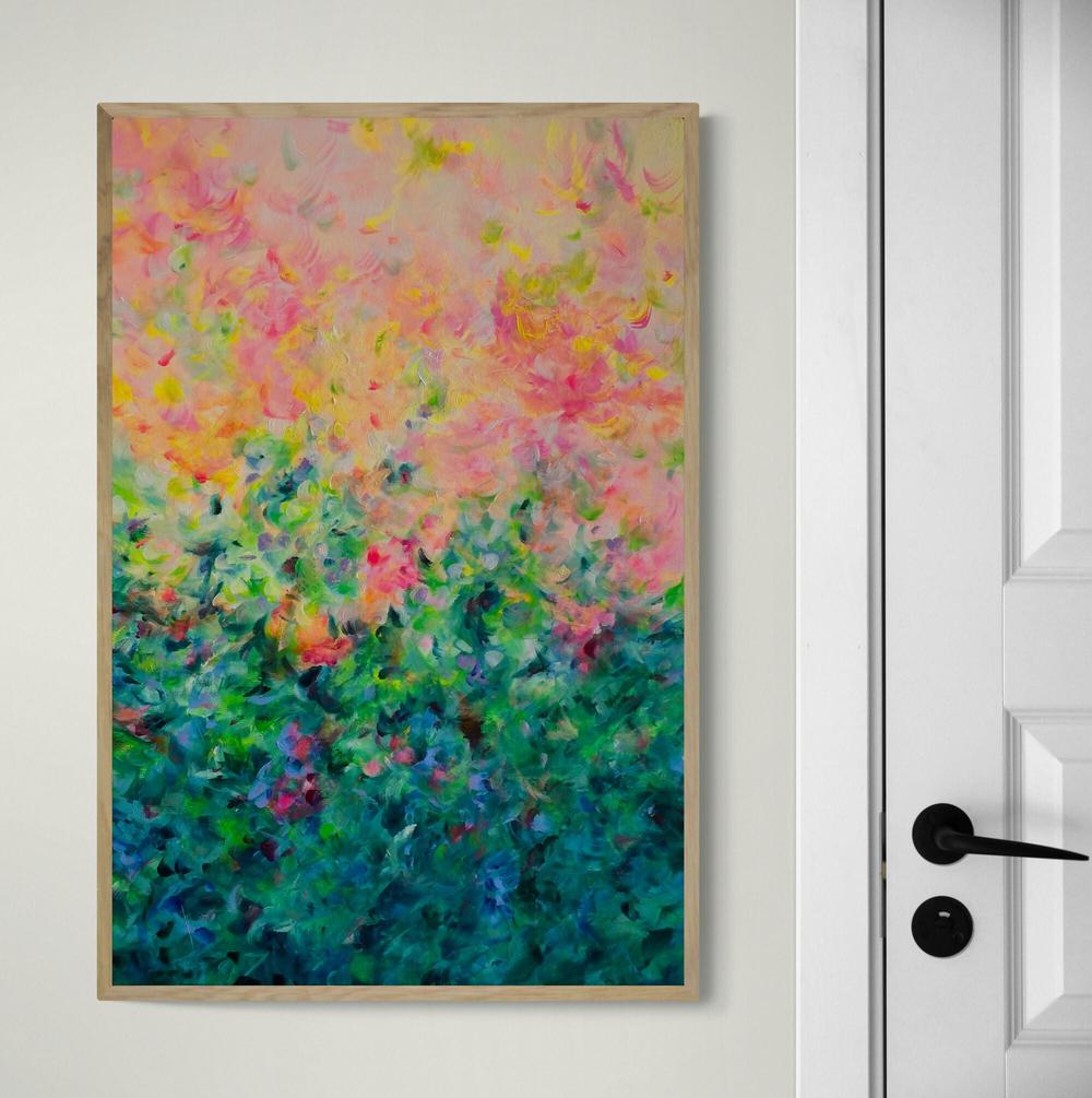 Happiness Lives Here , Original Artwork-by-Katherine Spiller-original art-Gioia
