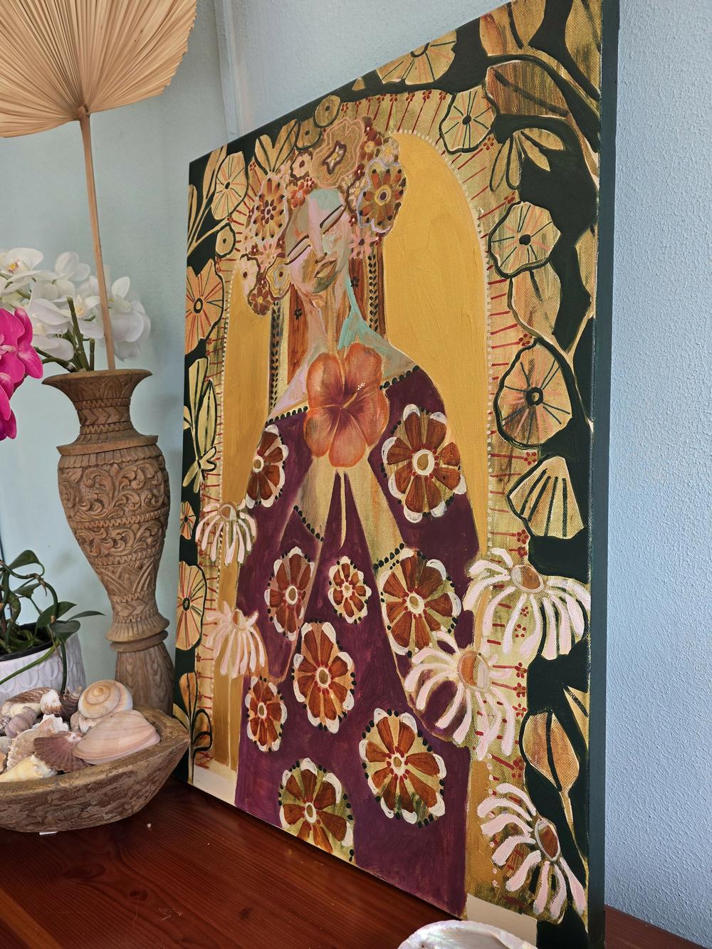 I leave the past behind step boldly into what’s next, and trust myself to bloom-by-Amanda Skye-original art-Gioia