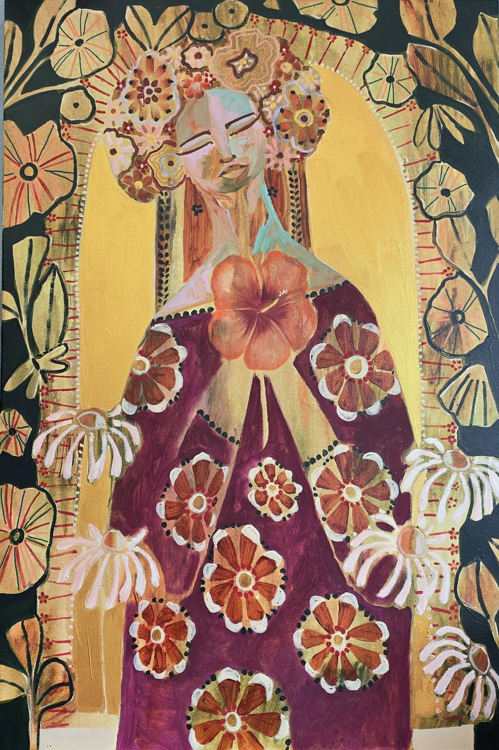 I leave the past behind step boldly into what’s next, and trust myself to bloom-by-Amanda Skye-original art-Gioia