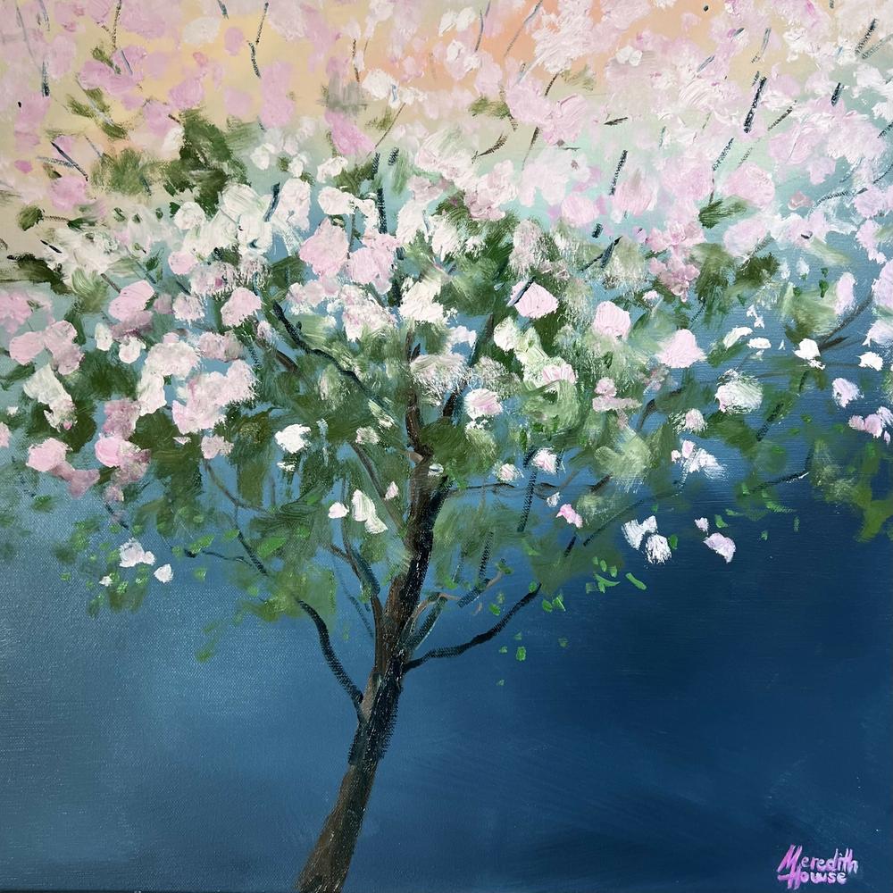 Illumination Brisbane Pink Trumpet Tree, Original Hand-Painted Canvas By Meredith Howse-by-Meredith Howse-original art-Gioia