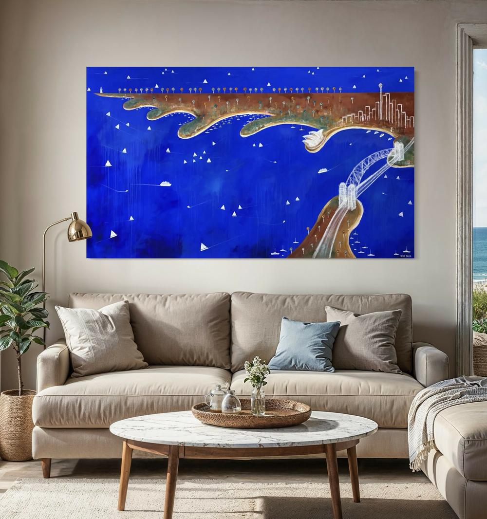 Into the Blue, Beyond the Harbour-by-Peter Taylor Original Art-original art-Gioia