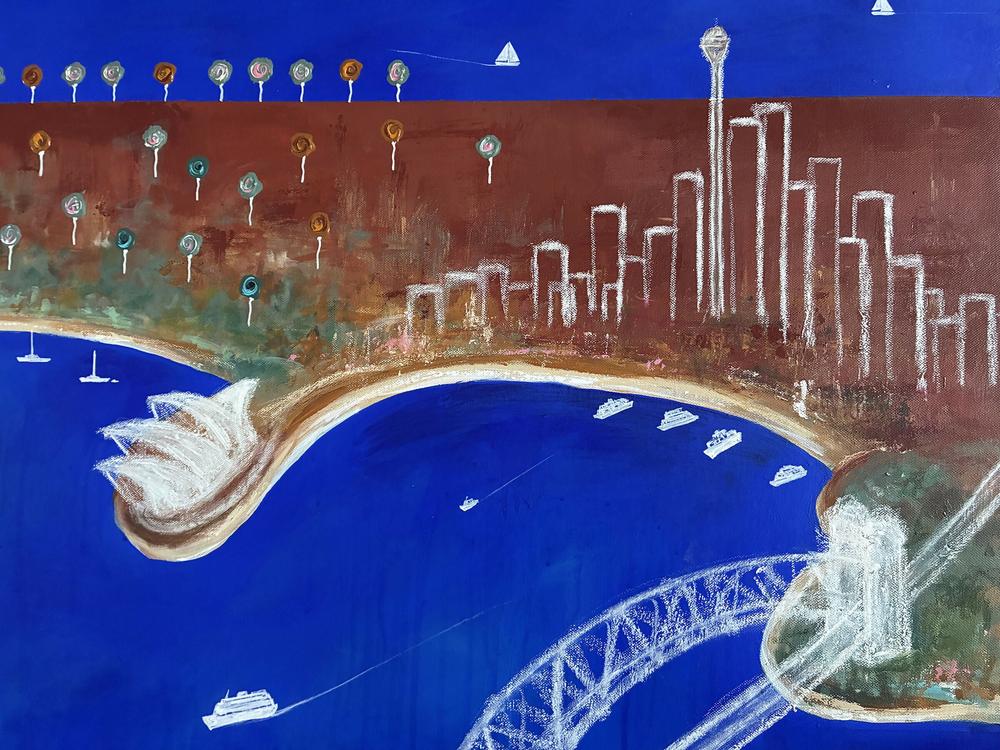 Into the Blue, Beyond the Harbour-by-Peter Taylor Original Art-original art-Gioia