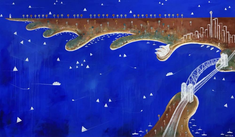 Into the Blue, Beyond the Harbour-by-Peter Taylor Original Art-original art-Gioia