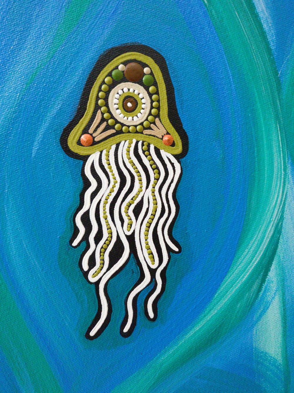 Jelly fish mob in deep water dreaming , Original Artwork-by-Emma Rigney-original art-Gioia