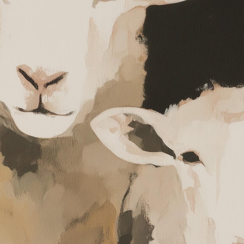 Two Sheep Under Crescent Moon