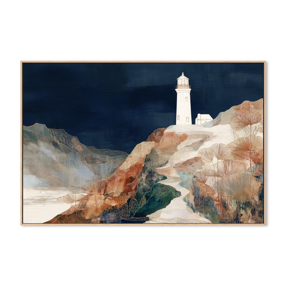 Coastal Lighthouse at Night