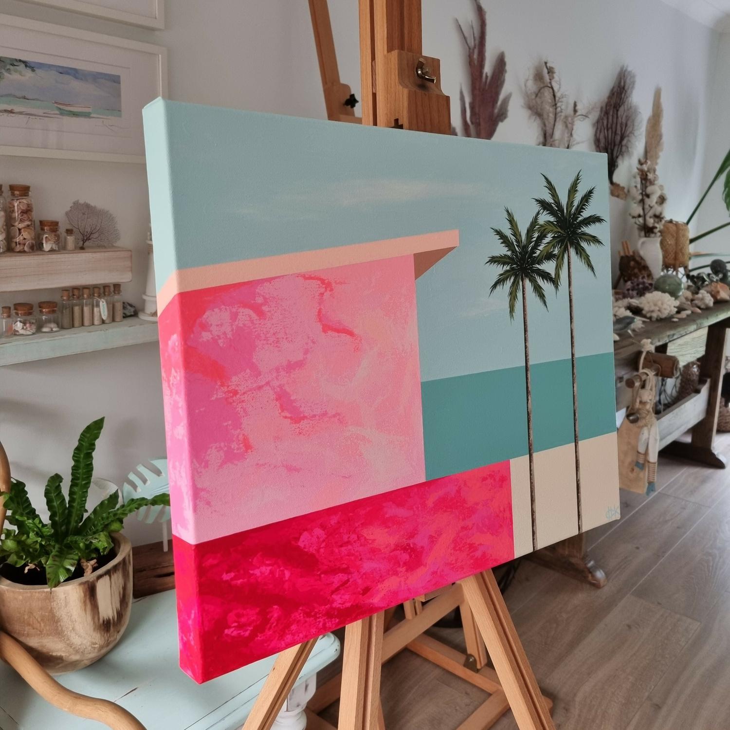 Beach House #2, Original Hand-Painted Canvas By Michelle Jirsensky