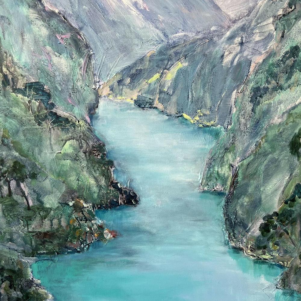 Kawarau River, Original Hand-Painted Canvas By Meredith Howse-by-Meredith Howse-original art-Gioia