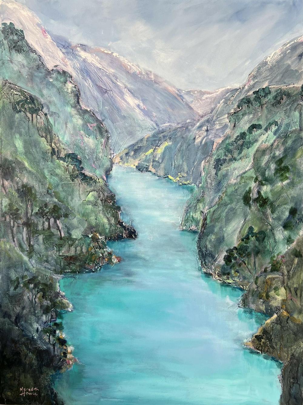 Kawarau River, Original Hand-Painted Canvas By Meredith Howse-by-Meredith Howse-original art-Gioia