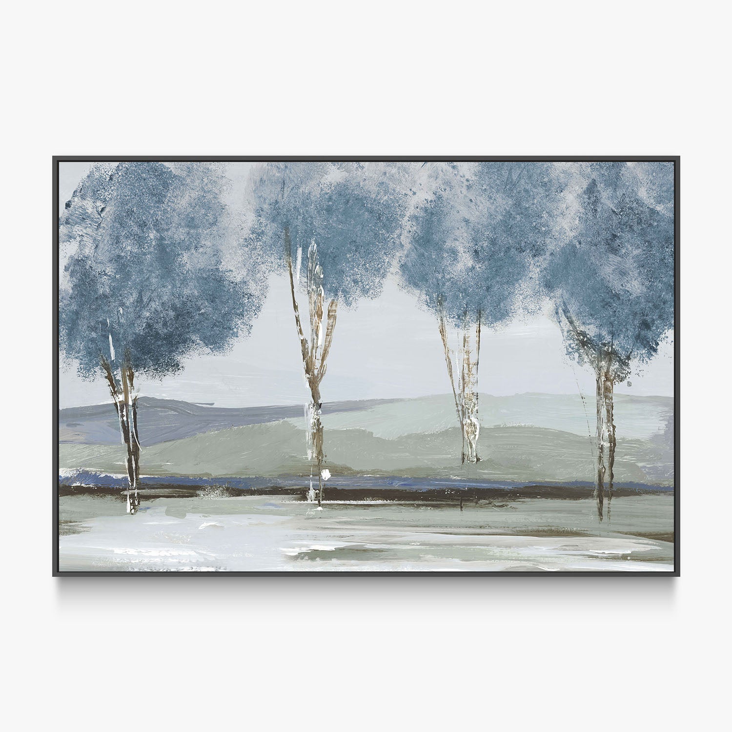 Golden Birch Tree Forest Blue Version