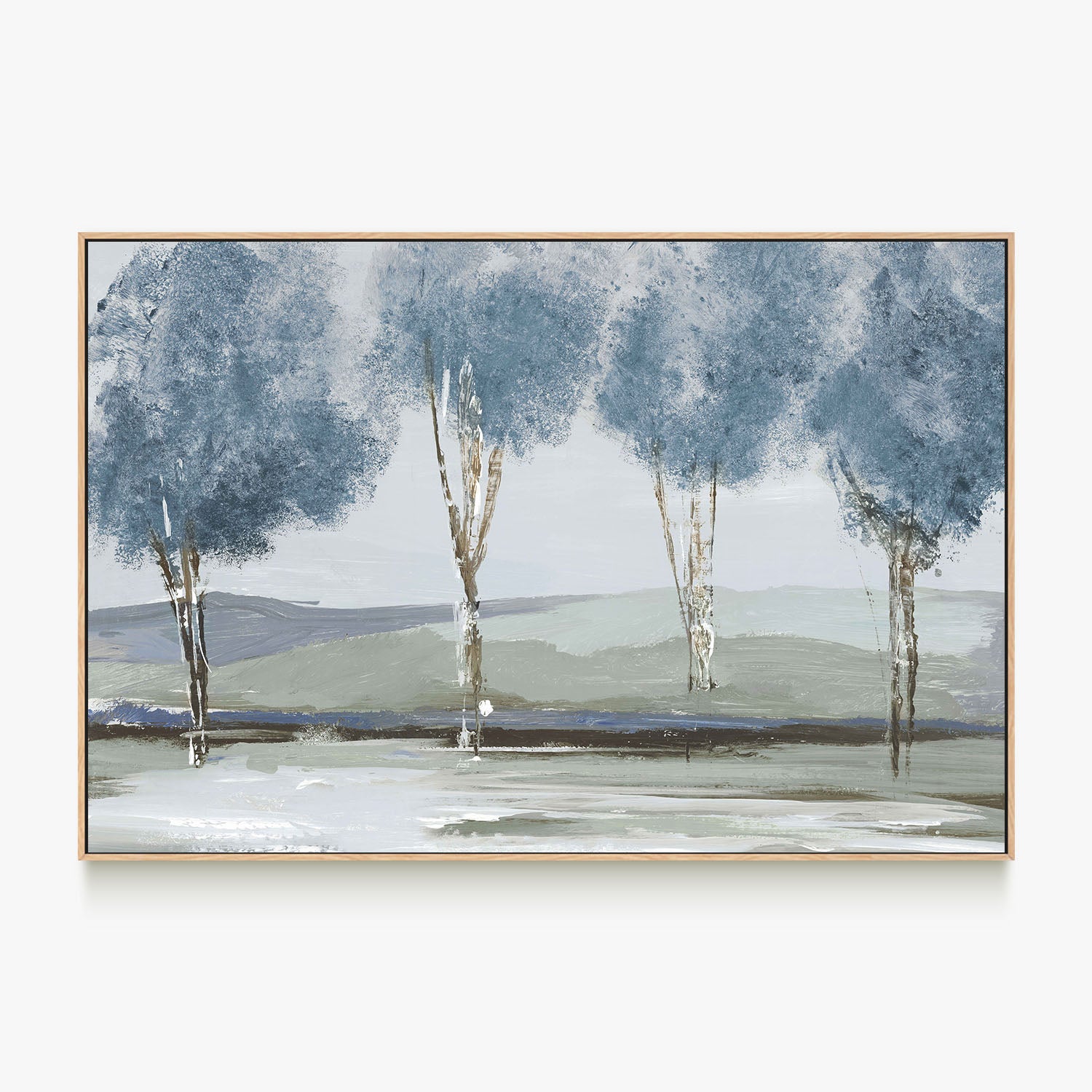 Golden Birch Tree Forest Blue Version