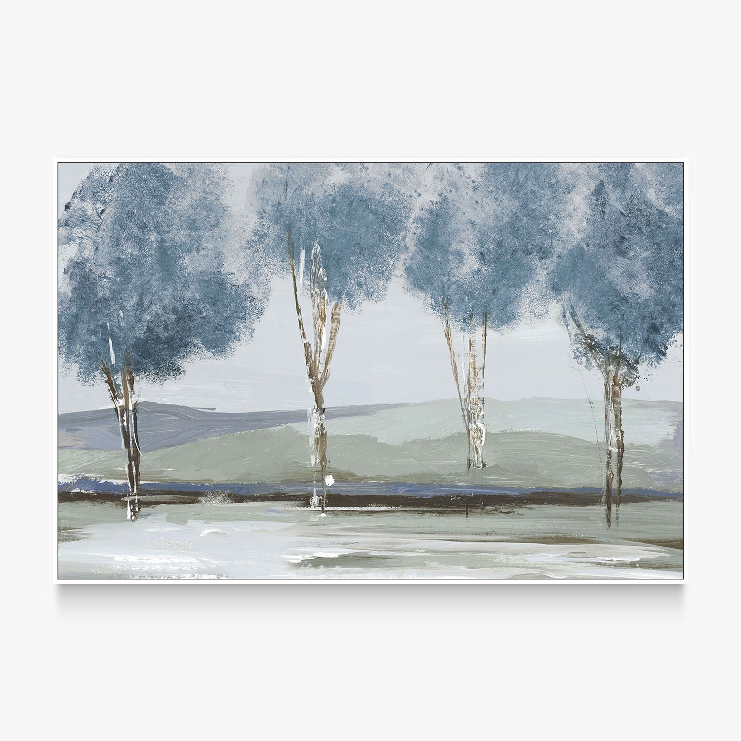 Golden Birch Tree Forest Blue Version