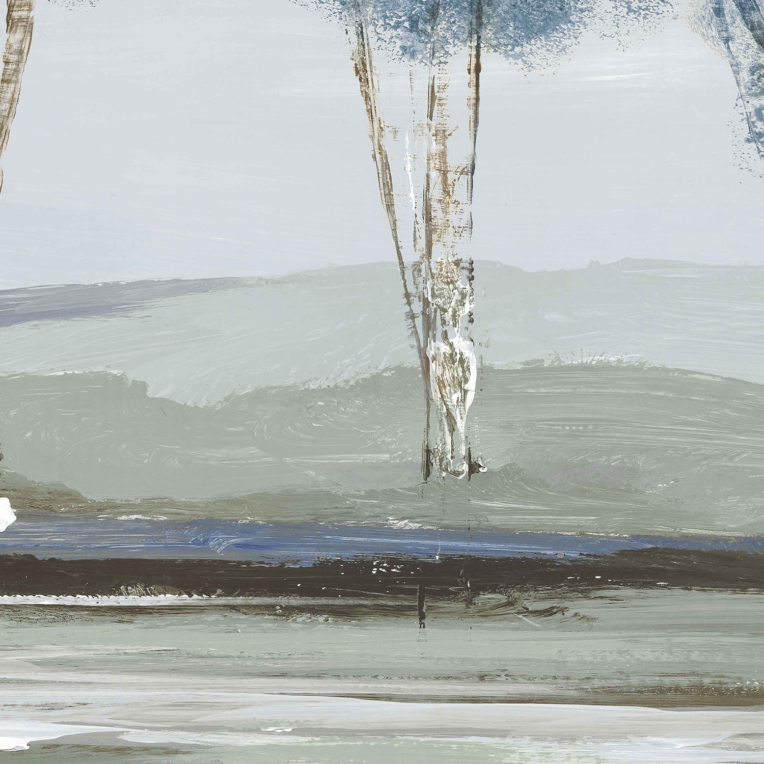Golden Birch Tree Forest Blue Version