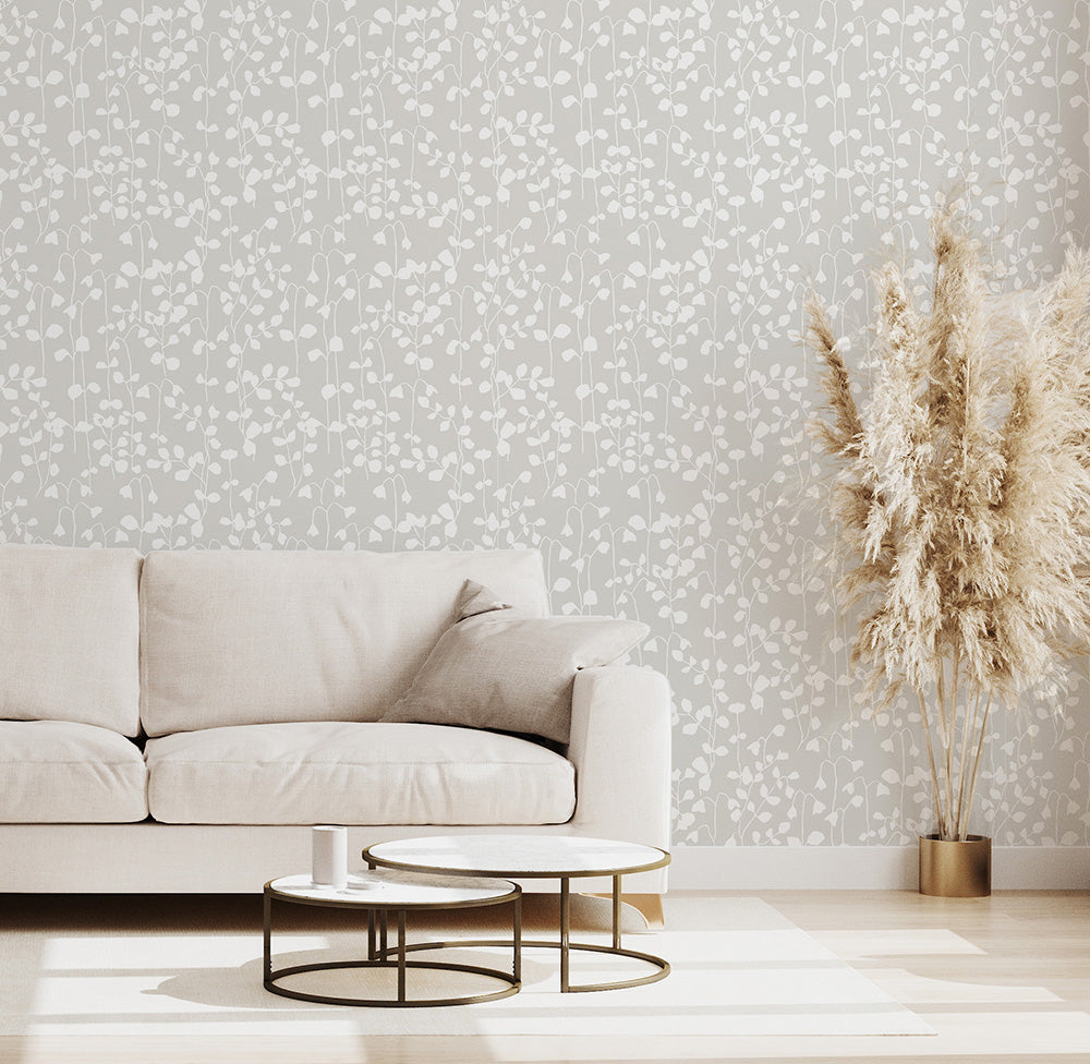 Leaf Drop Dark Grey Wallpaper