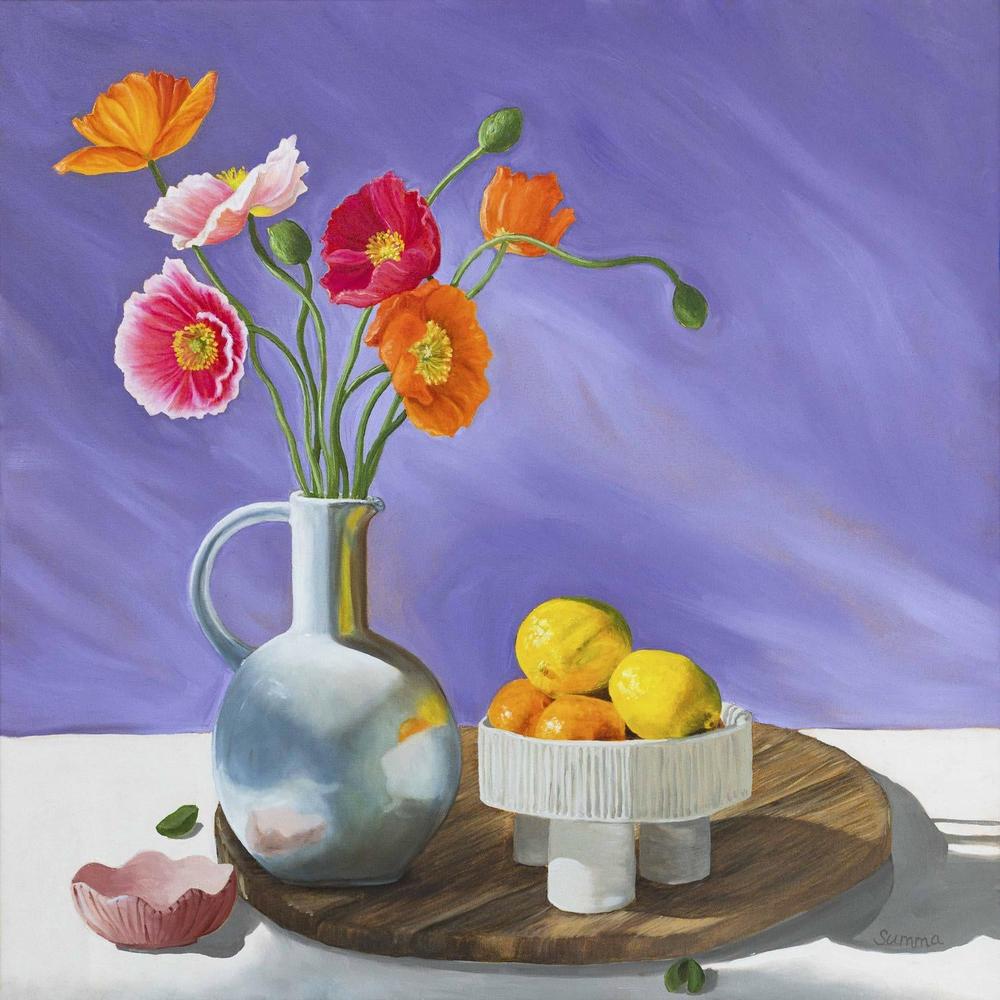 Lemons v Poppies , Original Artwork-by-Angie Summa-original art-Gioia