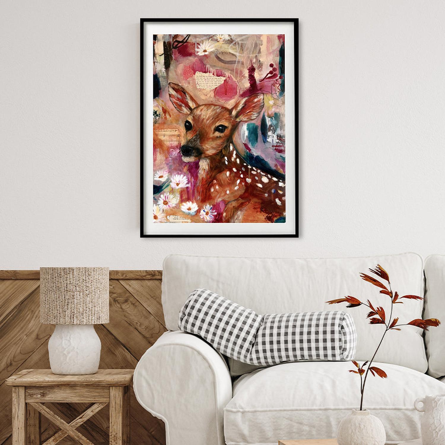 Fawn That You Tamed, Original Painting On Paper By Emily Birdsey