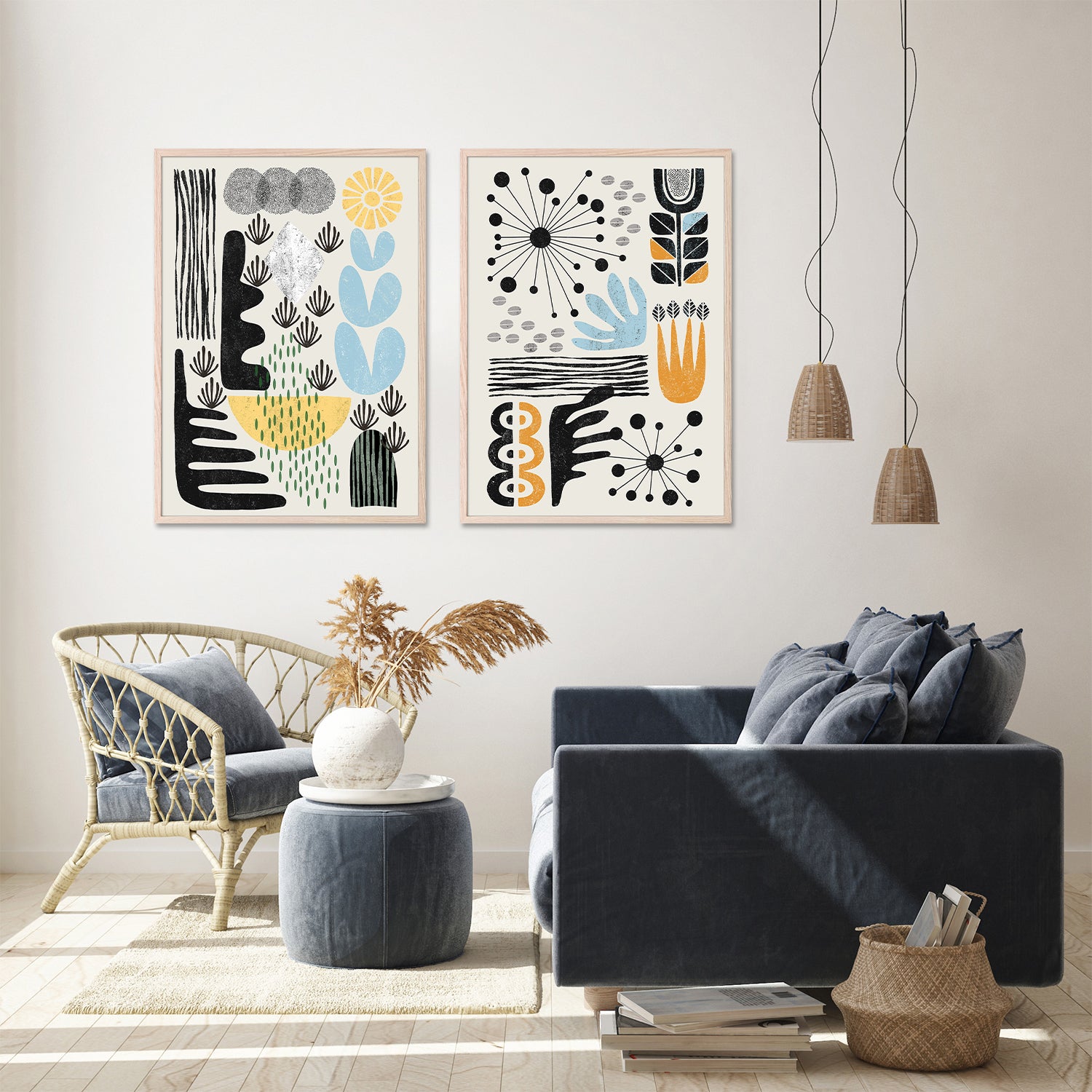 Abstract Style A, Style B, Set Of 2