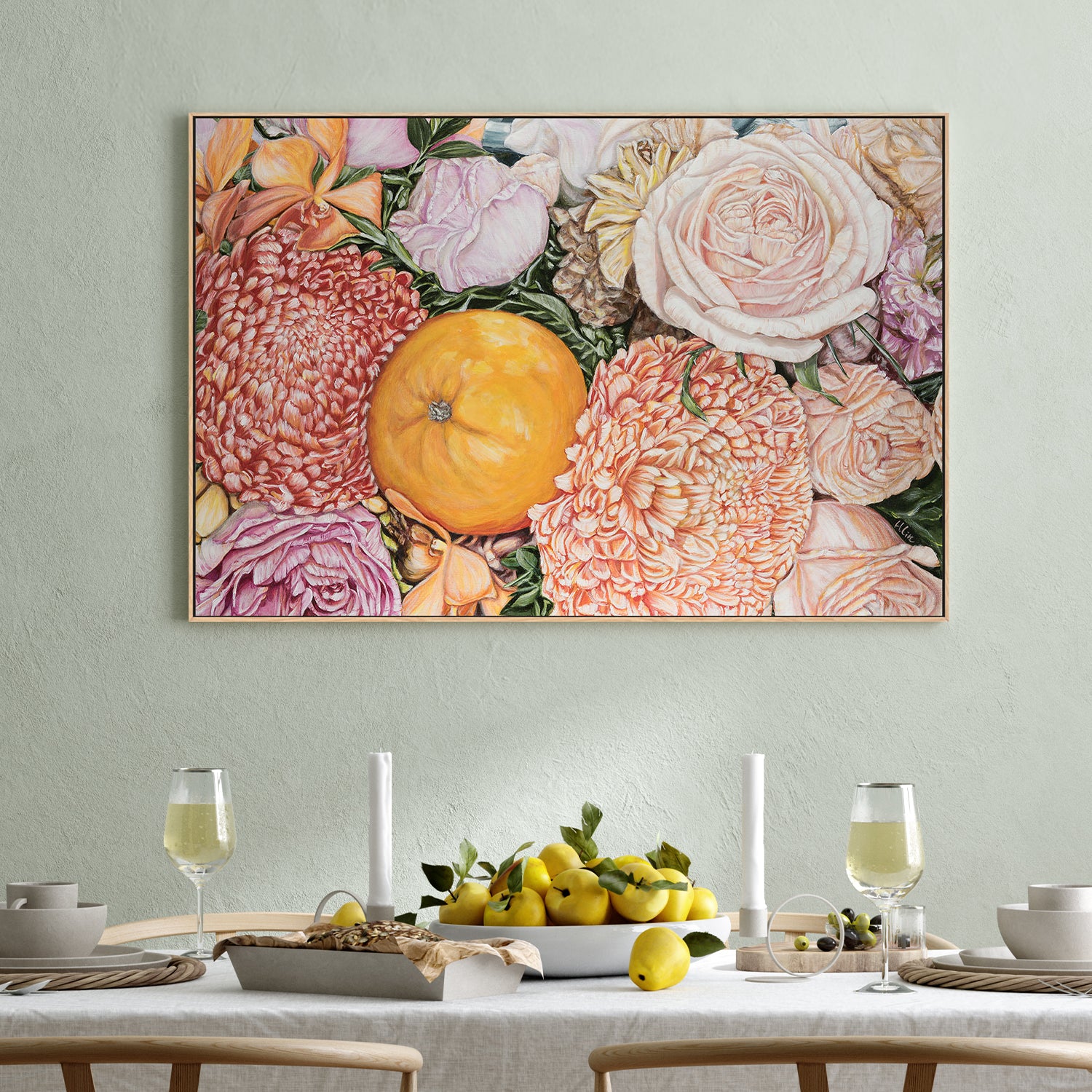 ORANGE AND CHRYSANTHEMUM , By Hsin Lin