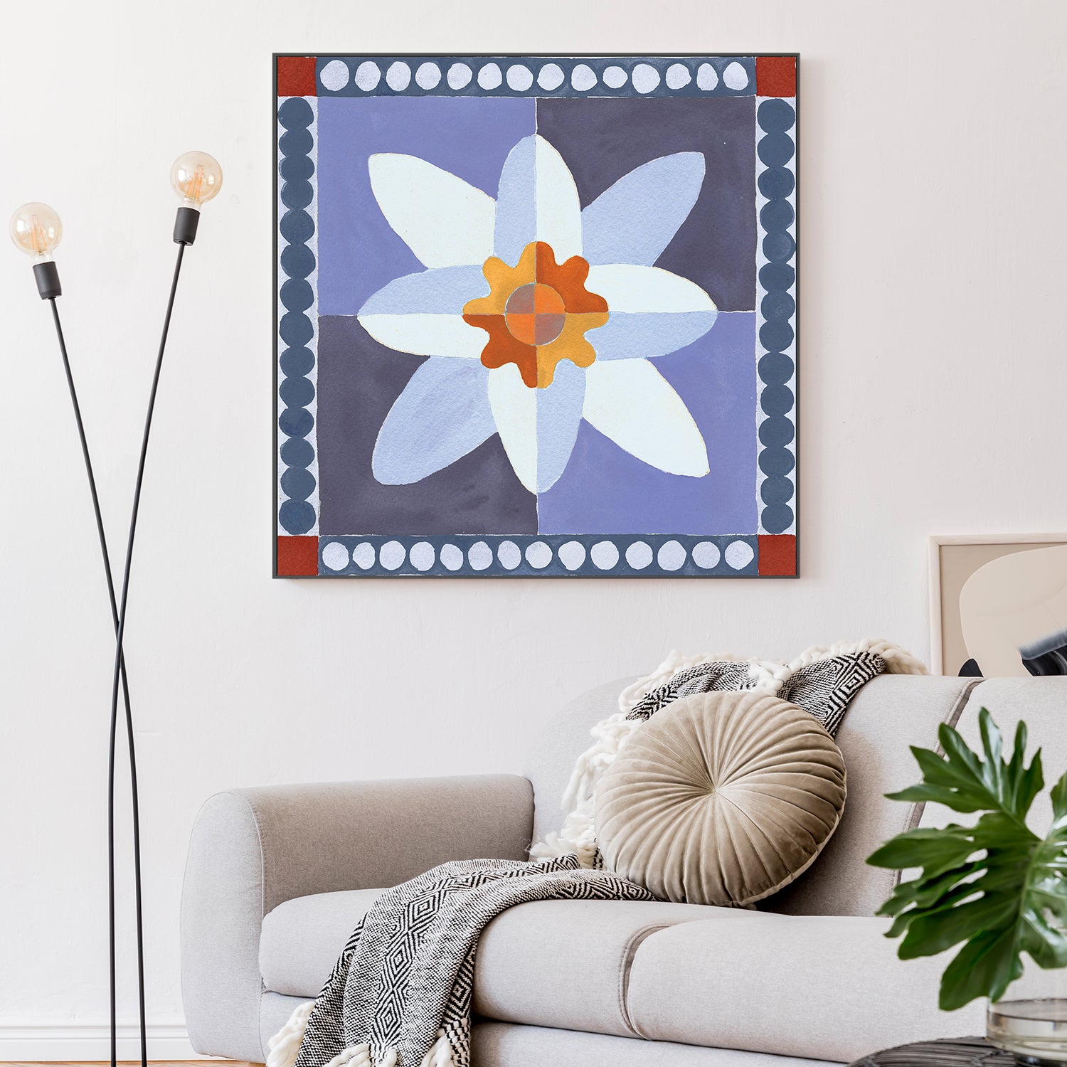 Daffodil Tile Blue , By Meredith Walker