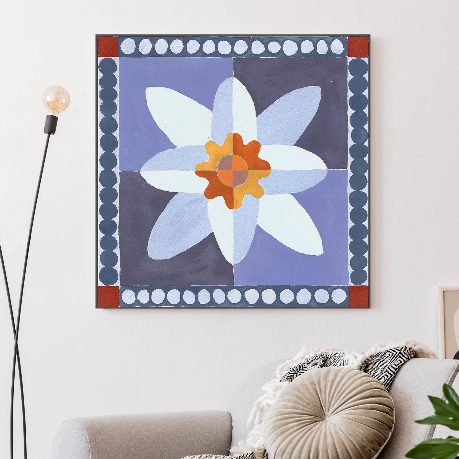 Daffodil Tile Blue , By Meredith Walker